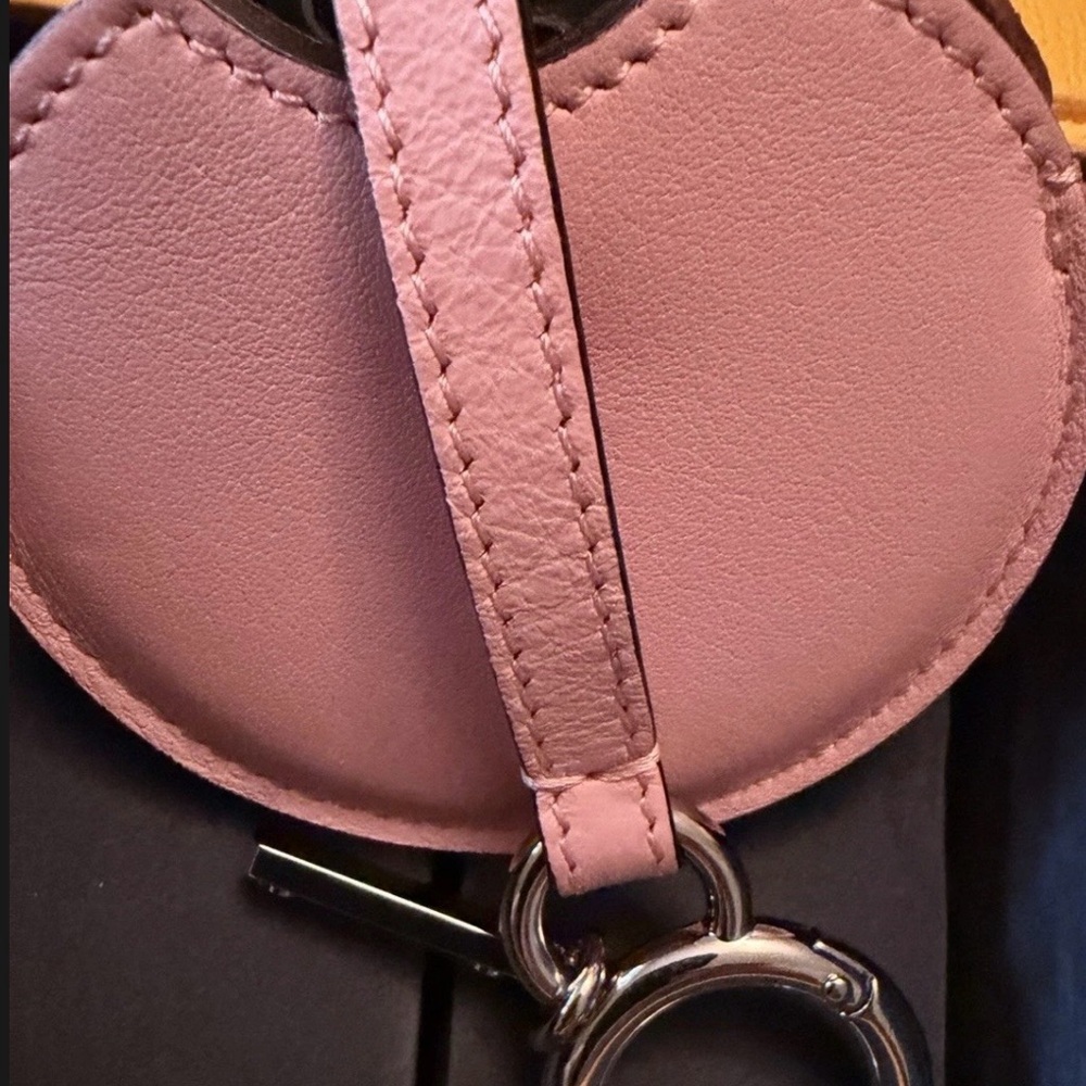 Fendi Pink Leather Floral Keychain Charm with Multicolor Flower Accents - Picture 2 of 10